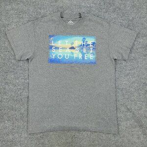 Cruise Ship Shirt Men Medium Gray Let The Sea Set You Free Outdoor Short Sleeve